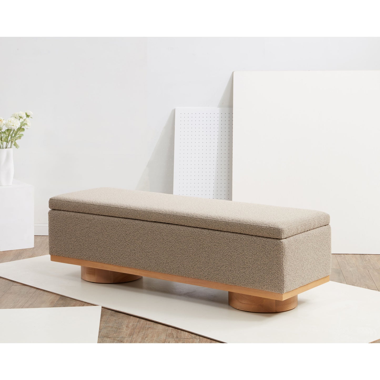 Banc de rangement SAFAVIEH Couture Sunneva Boucle - 155 cm L x 51 cm P x 48 cm H - 155Lx51Px48H