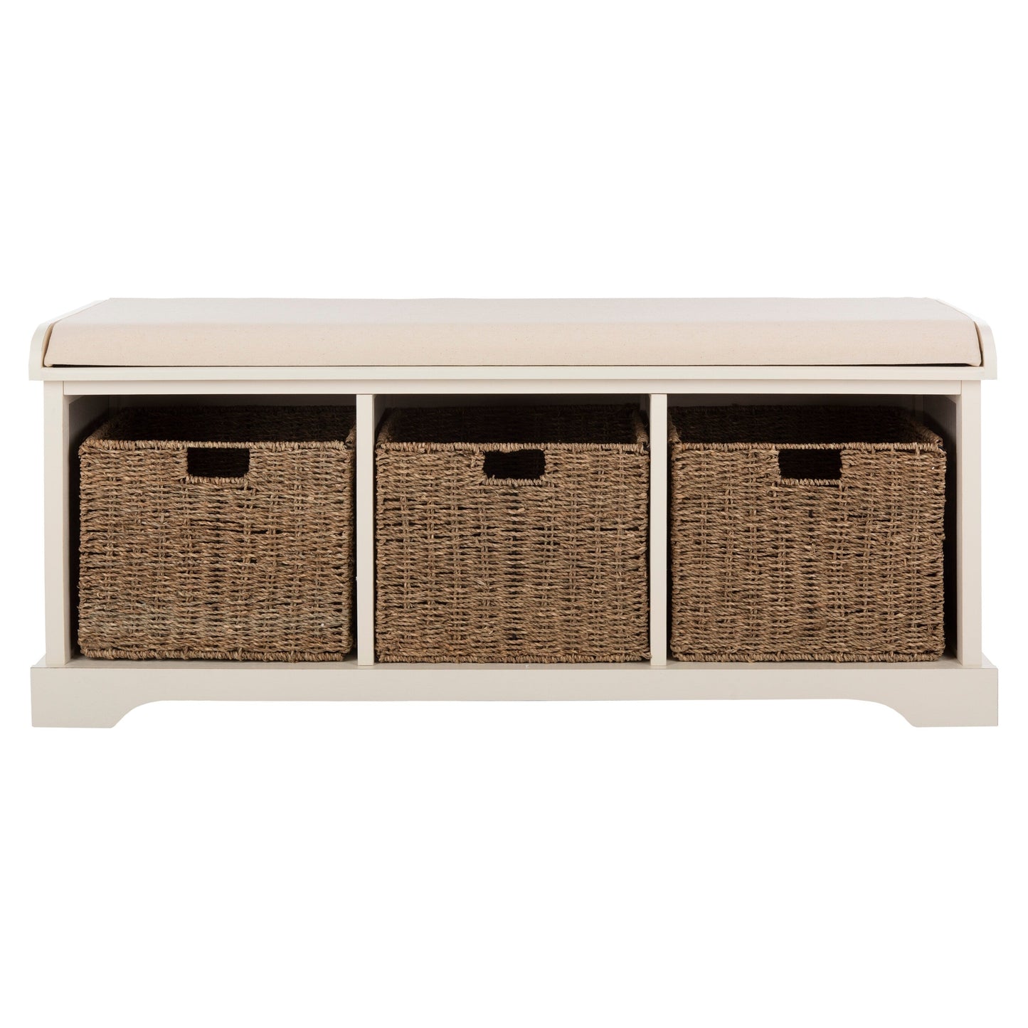 Banc de rangement SAFAVIEH Eola gris/blanc - 119 x 41 x 50 cm - 119L x 41P x 50H