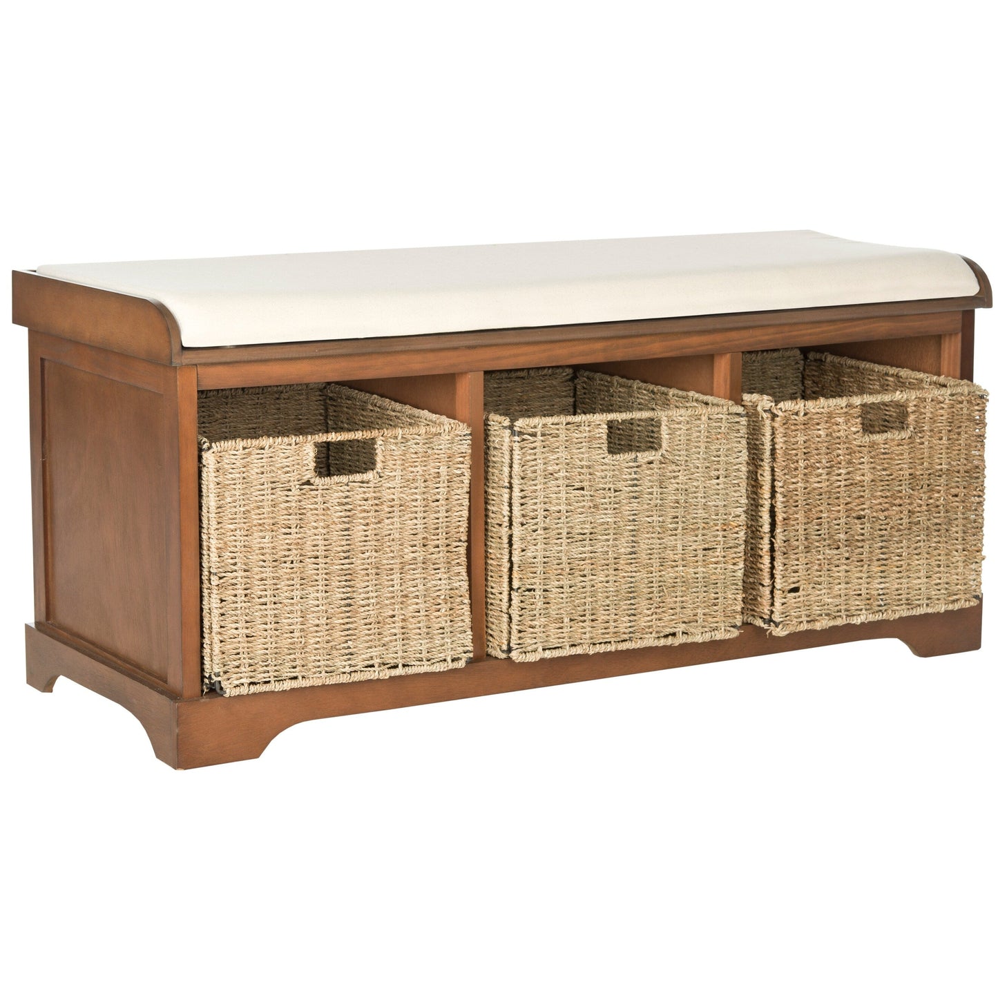 Banc de rangement SAFAVIEH Eola gris/blanc - 119 x 41 x 50 cm - 119L x 41P x 50H