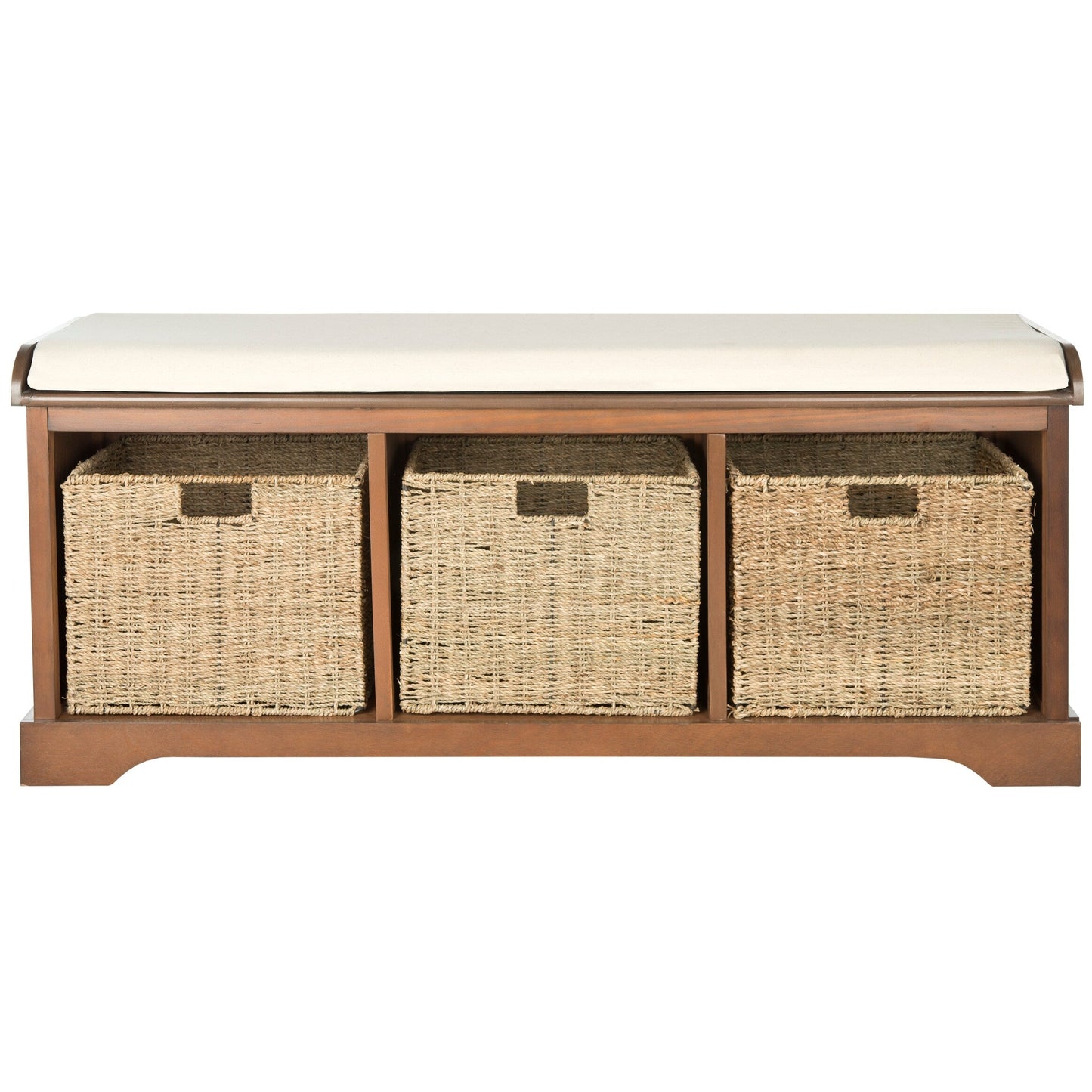 Banc de rangement SAFAVIEH Eola gris/blanc - 119 x 41 x 50 cm - 119L x 41P x 50H