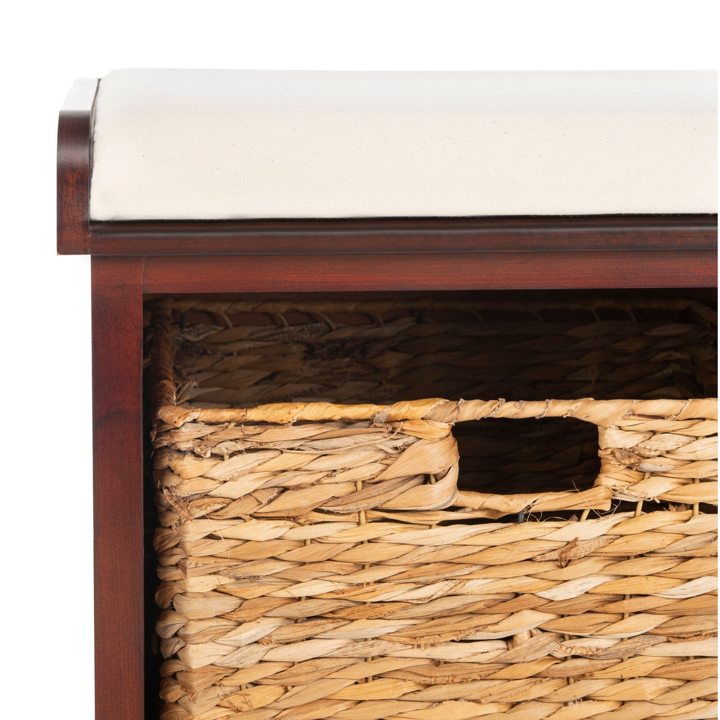 Banc-pouf SAFAVIEH Euphemia en osier tressé, couleur marron - 33,5 x 16,1 x 19,9 - 34Lx16Px20H