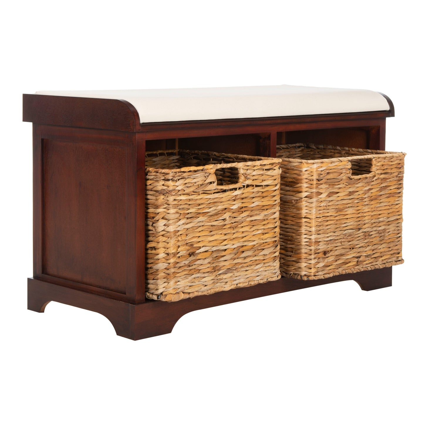 Banc-pouf SAFAVIEH Euphemia en osier tressé, couleur marron - 33,5 x 16,1 x 19,9 - 34Lx16Px20H