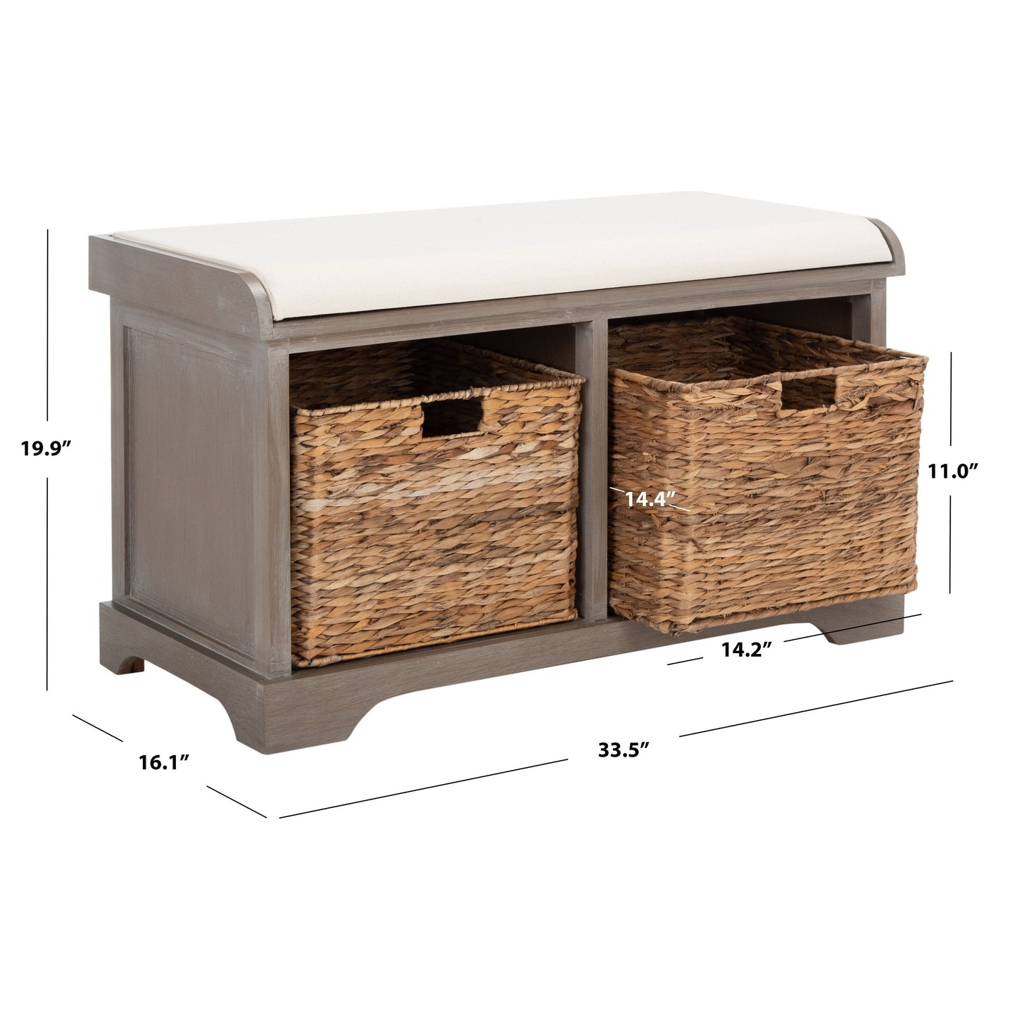 Banc-pouf SAFAVIEH Euphemia en osier tressé, couleur marron - 33,5 x 16,1 x 19,9 - 34Lx16Px20H