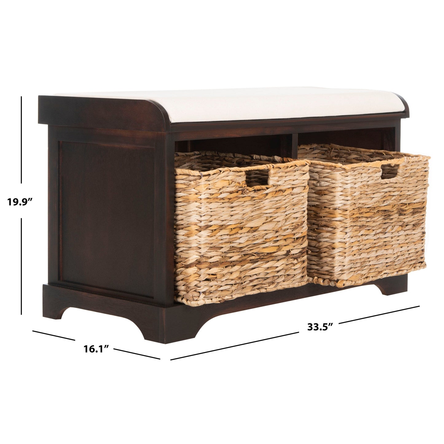 Banc-pouf SAFAVIEH Euphemia en osier tressé, couleur marron - 33,5 x 16,1 x 19,9 - 34Lx16Px20H