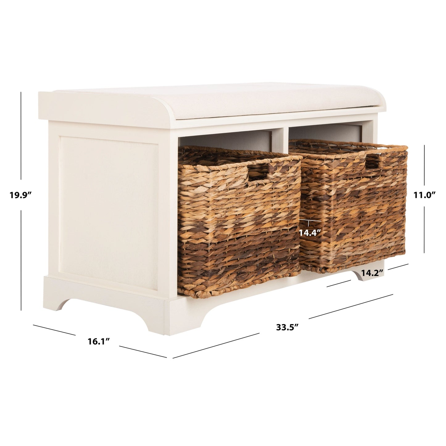 Banc-pouf SAFAVIEH Euphemia en osier tressé, couleur marron - 33,5 x 16,1 x 19,9 - 34Lx16Px20H