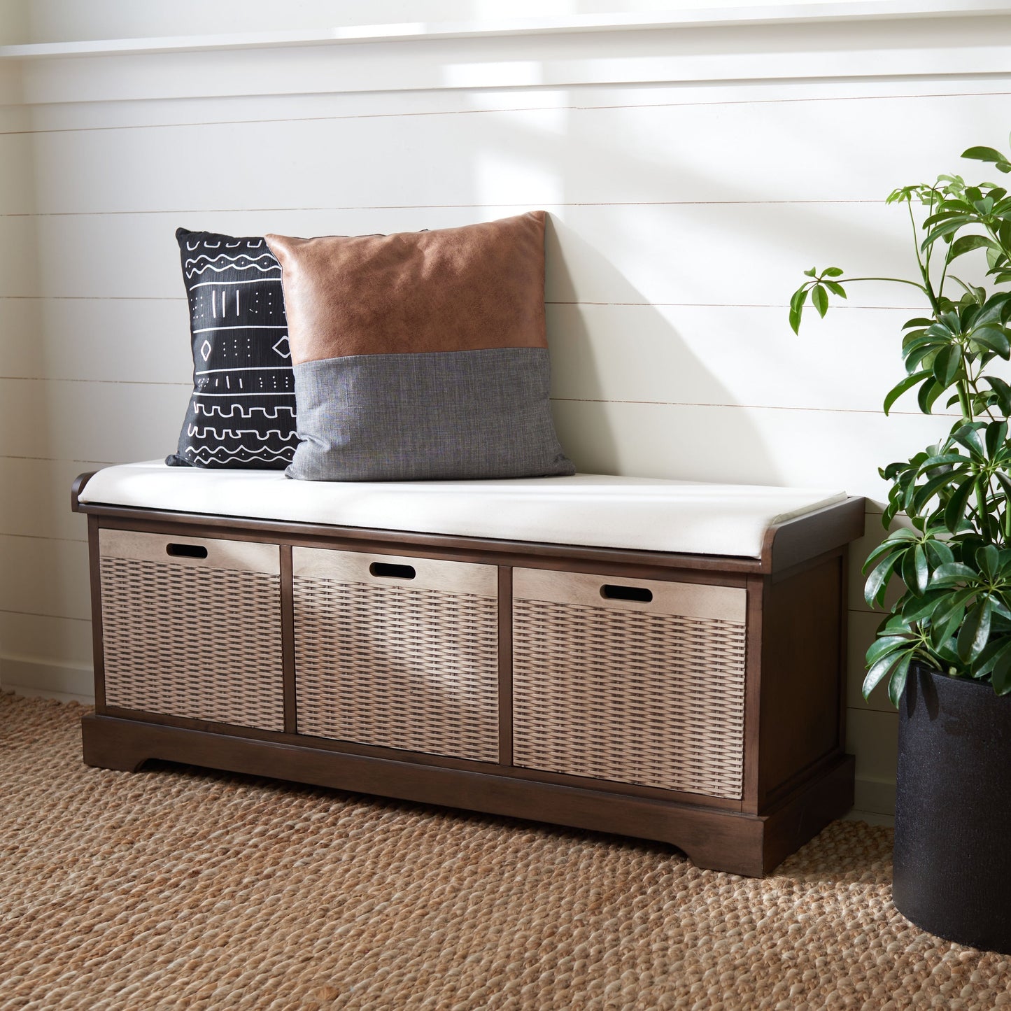 Banc de rangement avec 3 tiroirs et coussin SAFAVIEH Fiorello - 120,2 L x 38,1 l x 48,3 H - 120x38x48cm