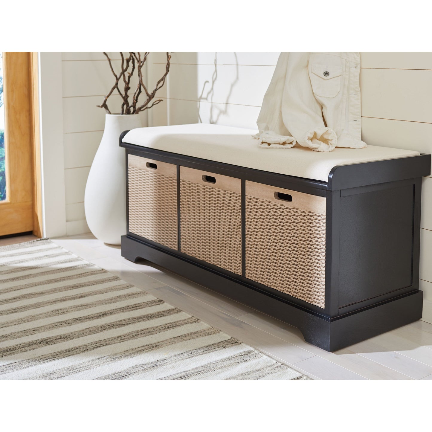 Banc de rangement avec 3 tiroirs et coussin SAFAVIEH Fiorello - 120,2 L x 38,1 l x 48,3 H - 120x38x48cm