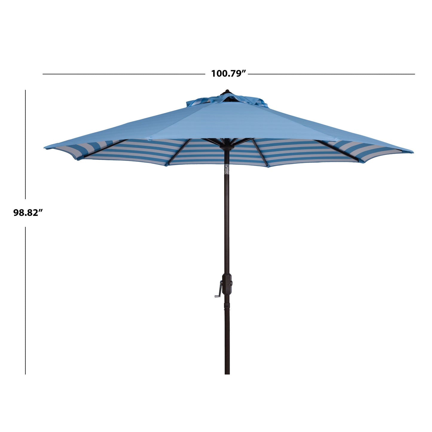 Parasol d'extérieur à manivelle SAFAVIEH Hadire Inside Out à rayures, 9 pieds