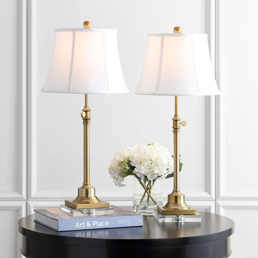 Lot de 2 lampes de table Amande de SAFAVIEH Lighting, hauteur réglable de 27 à 31 pouces - 13L x 13P x 31H (cm)