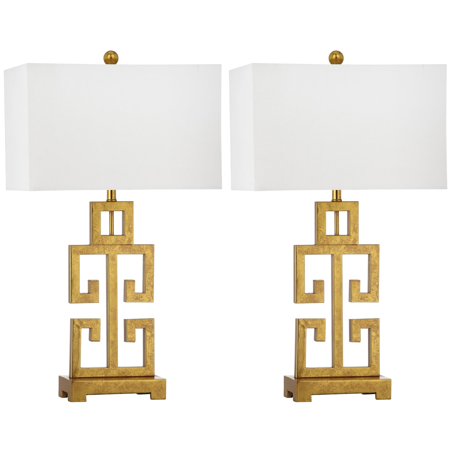 SAFAVIEH Lighting Chantelle Lampe de table antique dorée grecque de 74 cm (lot de 2) - 16W x 9D x 74H