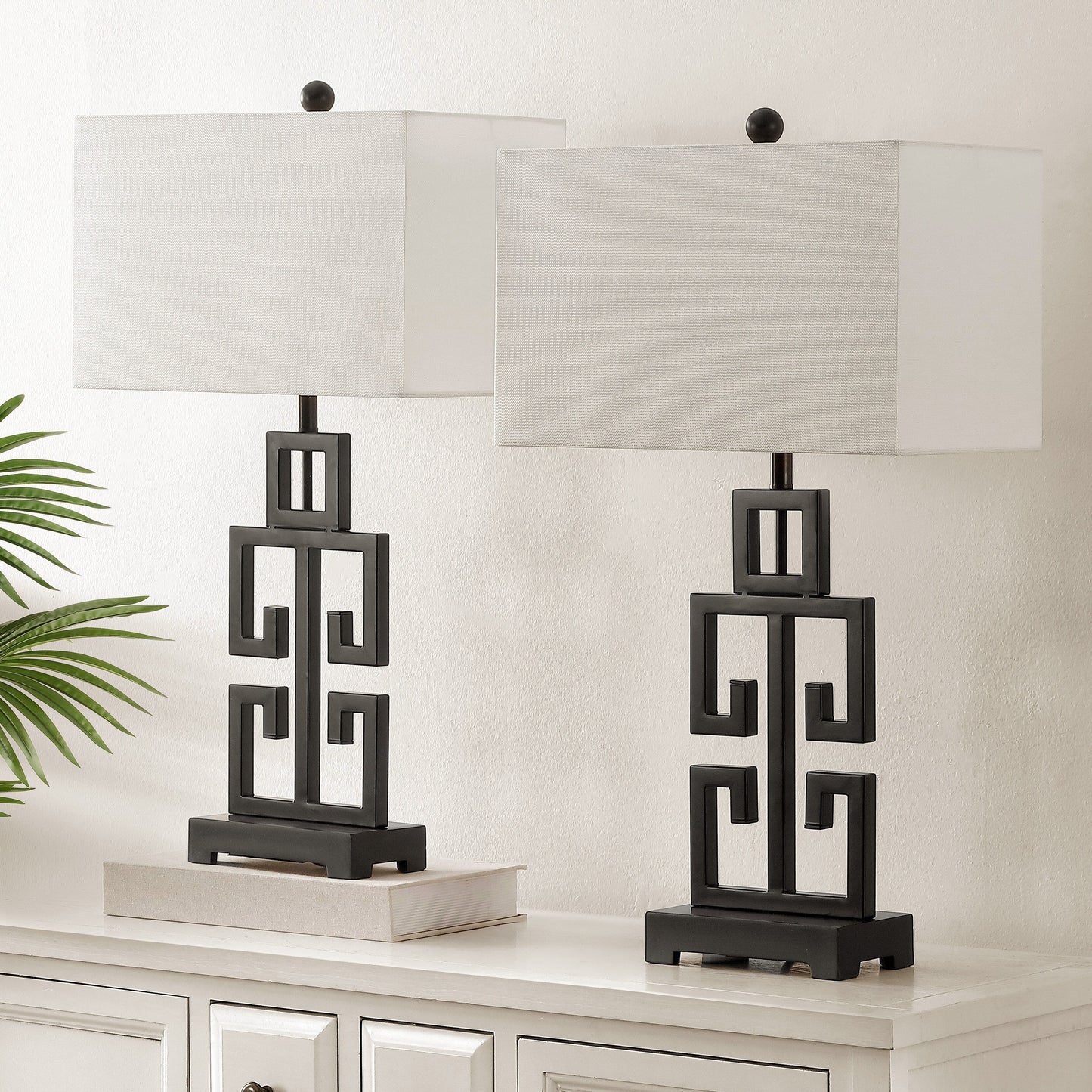 SAFAVIEH Lighting Chantelle Lampe de table antique dorée grecque de 74 cm (lot de 2) - 16W x 9D x 74H