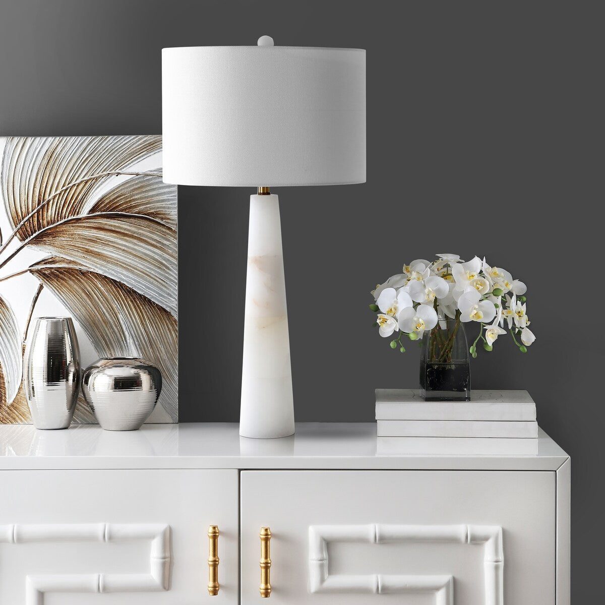 Lampe de table LED en albâtre Giorgiana de 76 cm de SAFAVIEH - 38x38x76 - 38Lx38Px76H
