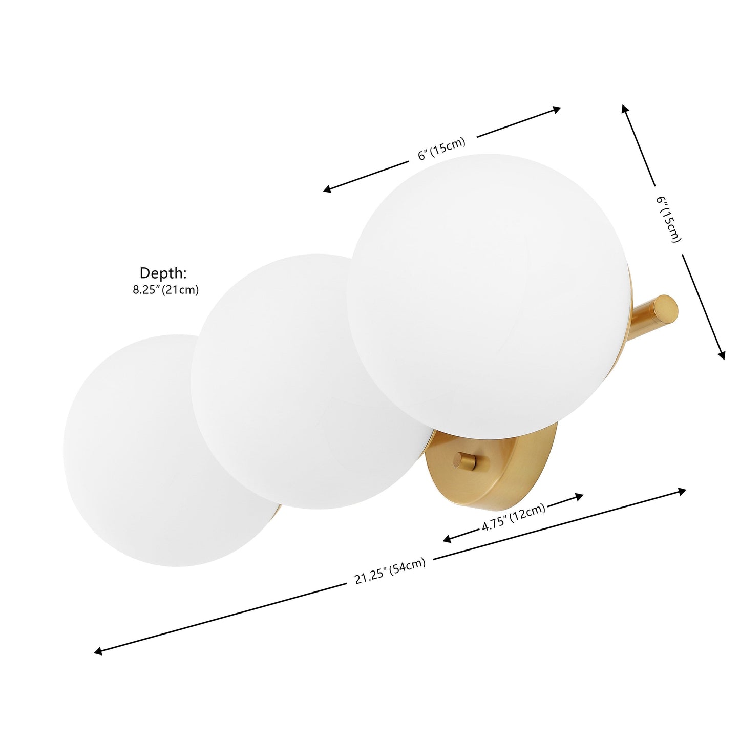 SAFAVIEH Lambrini 21, applique murale traditionnelle (3 ampoules) - 6 W x 8 P x 21 H - 21Wx8Dx6H