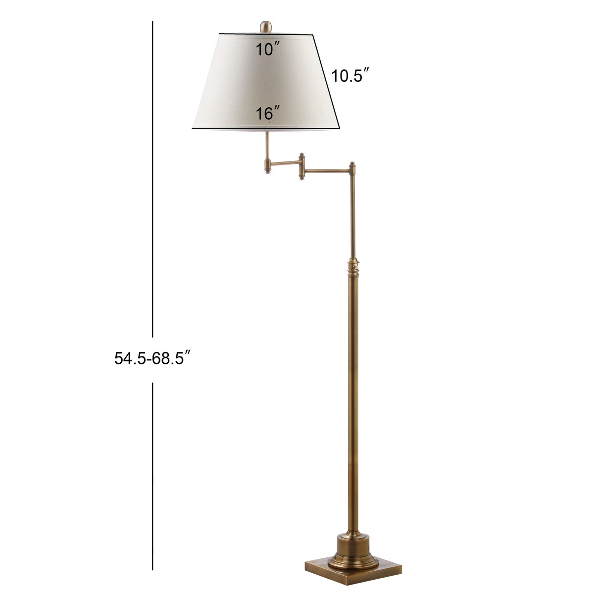 SAFAVIEH Lighting Tracee, lampe de sol pivotante dorée de 60 pouces - 16x16x54,5-68,5 - 16Lx16Px69H
