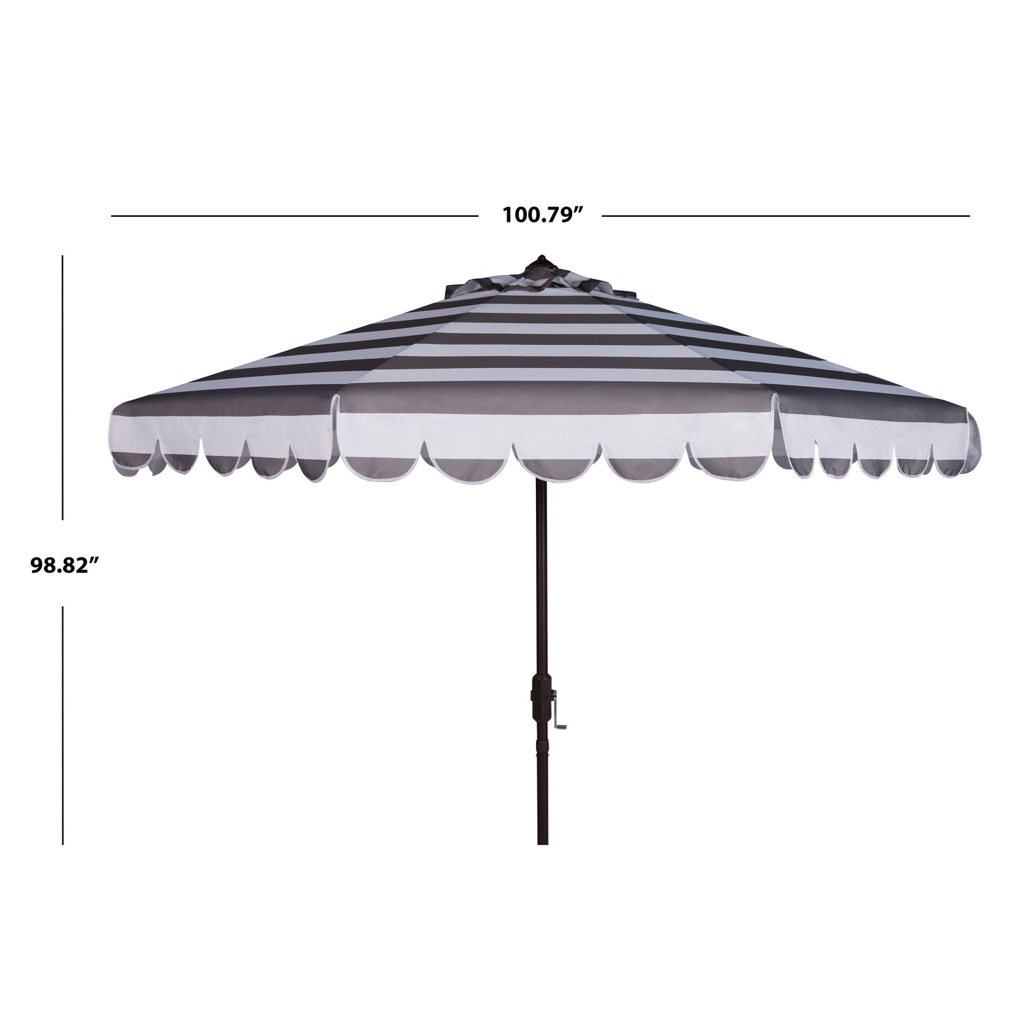 Parasol à manivelle à rayures et volutes simples Nargiz de SAFAVIEH, 9 pieds