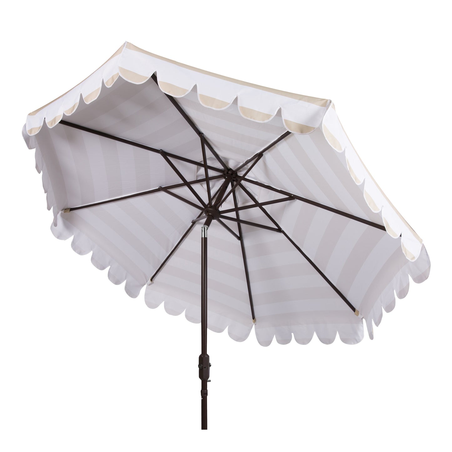 Parasol à manivelle à rayures et volutes simples Nargiz de SAFAVIEH, 9 pieds