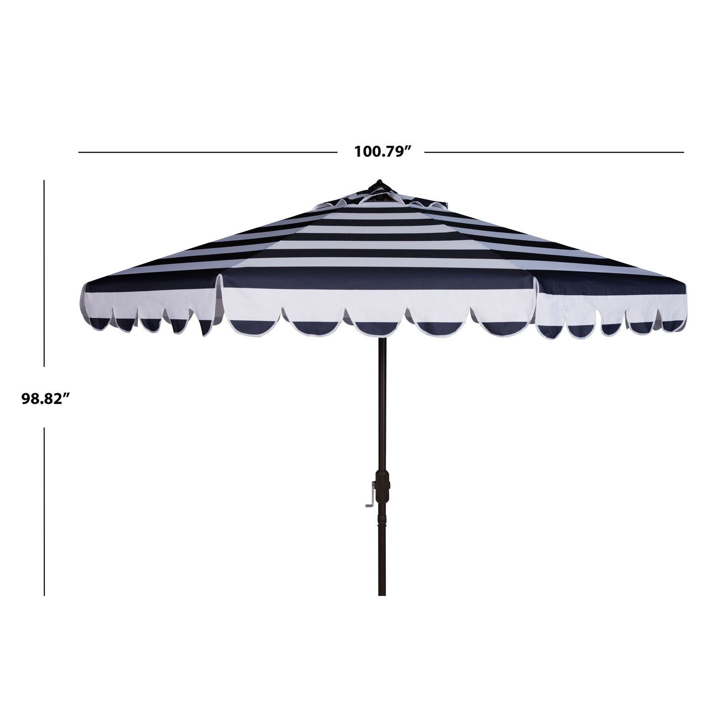 Parasol à manivelle à rayures et volutes simples Nargiz de SAFAVIEH, 9 pieds