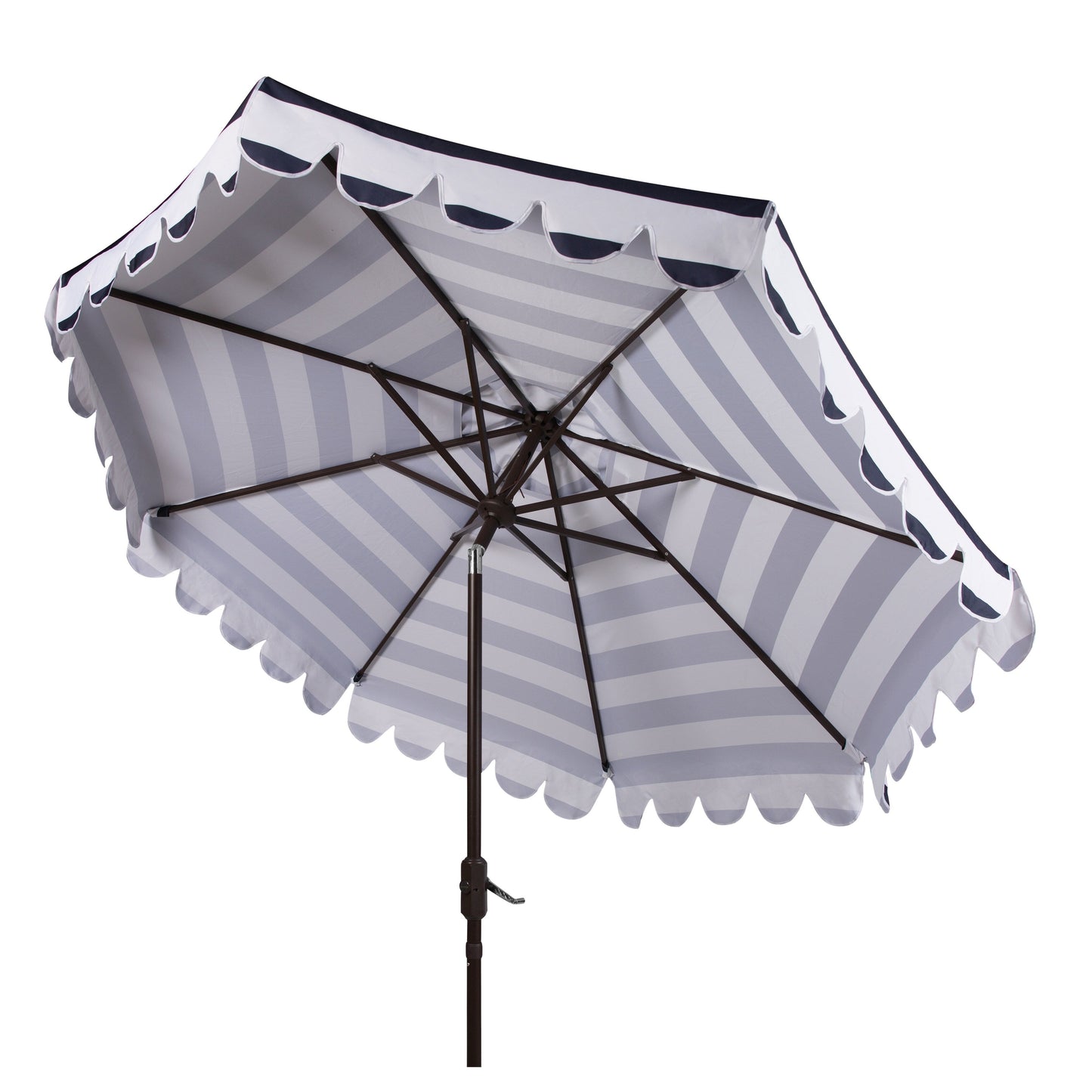 Parasol à manivelle à rayures et volutes simples Nargiz de SAFAVIEH, 9 pieds
