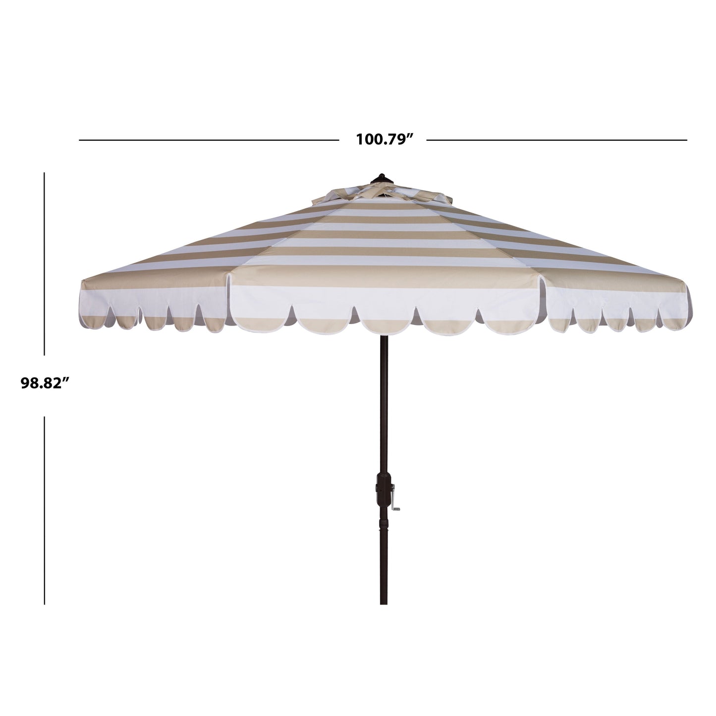 Parasol à manivelle à rayures et volutes simples Nargiz de SAFAVIEH, 9 pieds