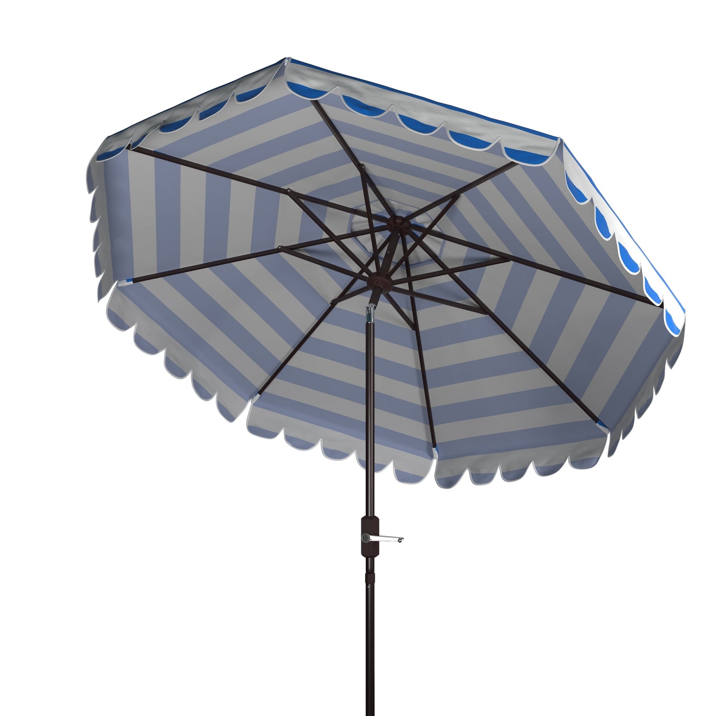 Parasol à manivelle à rayures et volutes simples Nargiz de SAFAVIEH, 9 pieds