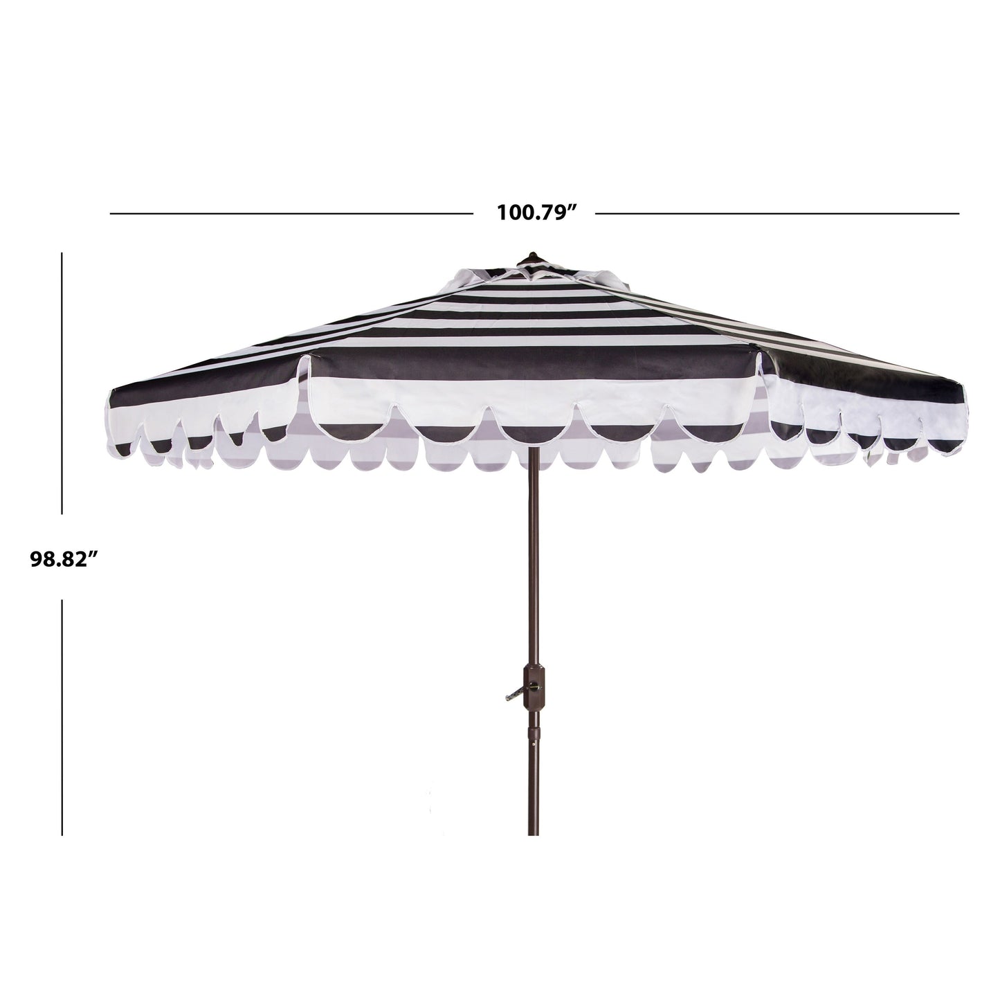 Parasol à manivelle à rayures et volutes simples Nargiz de SAFAVIEH, 9 pieds
