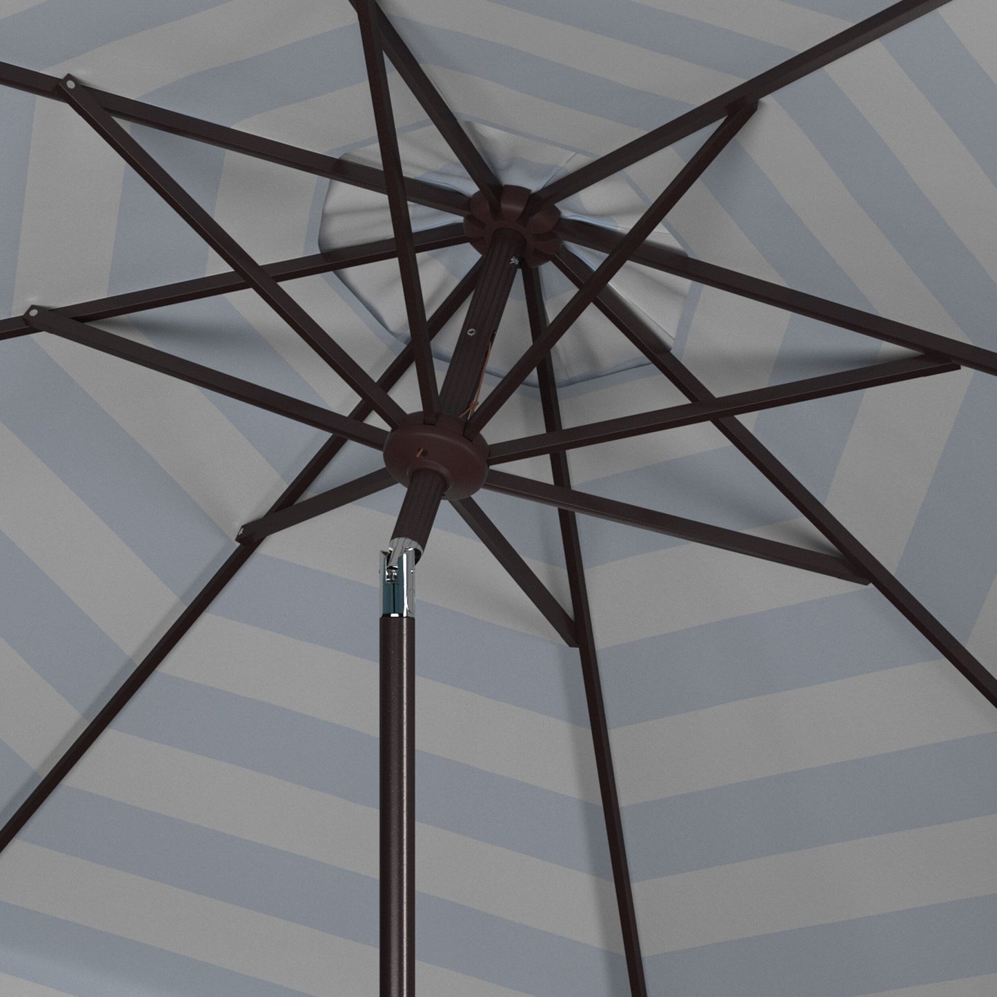 Parasol à manivelle à rayures et volutes simples Nargiz de SAFAVIEH, 9 pieds