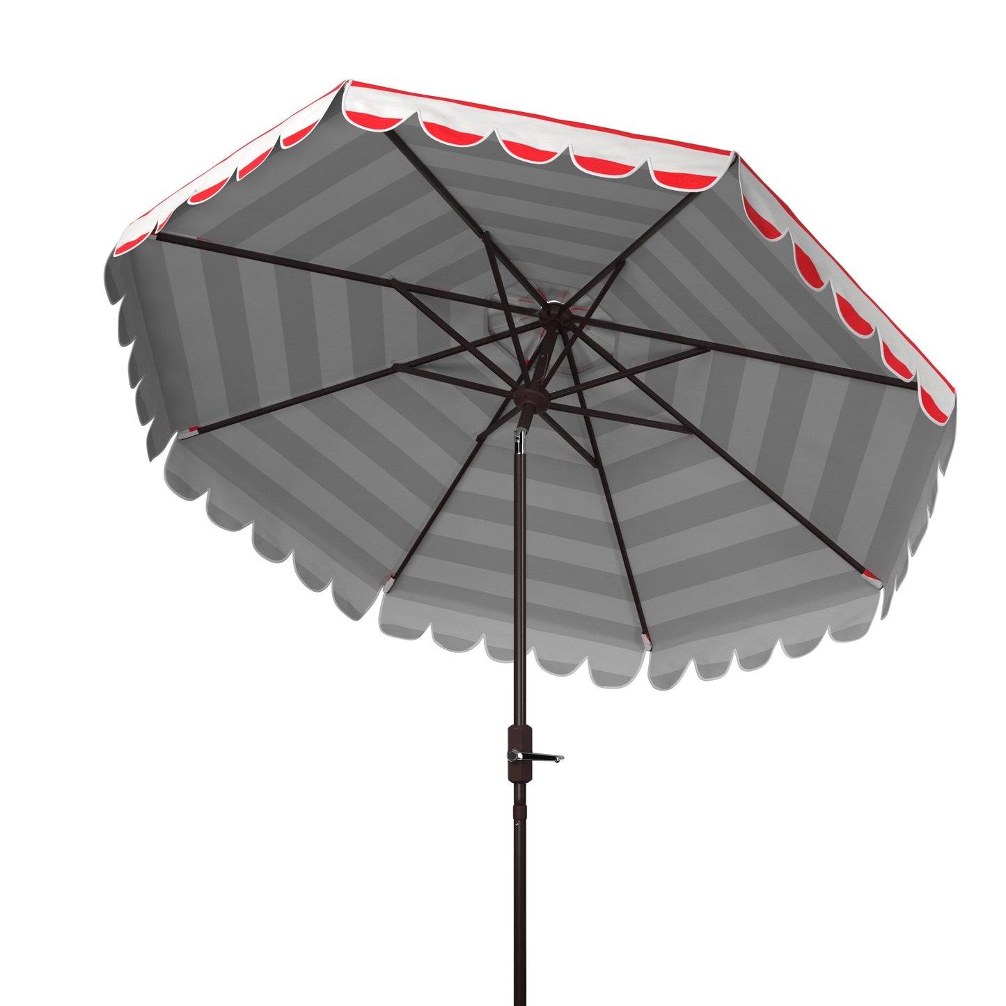 Parasol à manivelle à rayures et volutes simples Nargiz de SAFAVIEH, 9 pieds