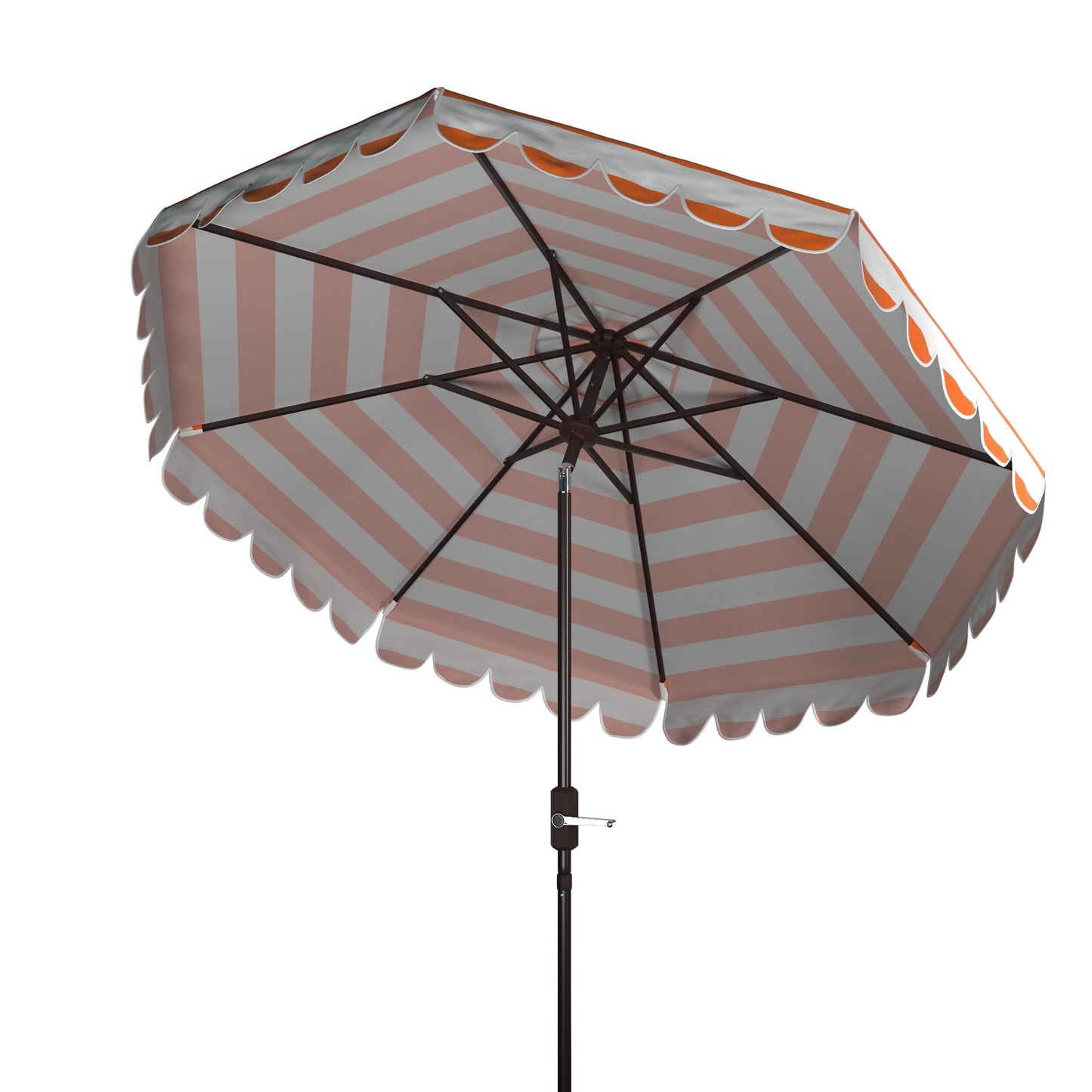 Parasol à manivelle à rayures et volutes simples Nargiz de SAFAVIEH, 9 pieds