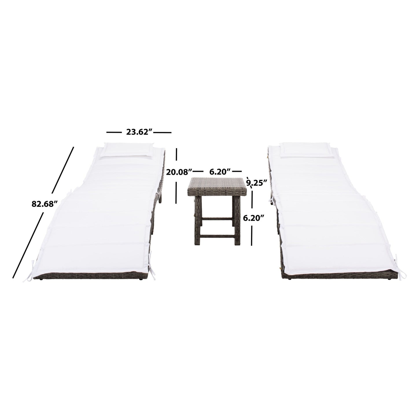 Ensemble de chaises longues de jardin 3 pièces SAFAVIEH Outdoor Blaguna - 83Lxlx24h (cm)