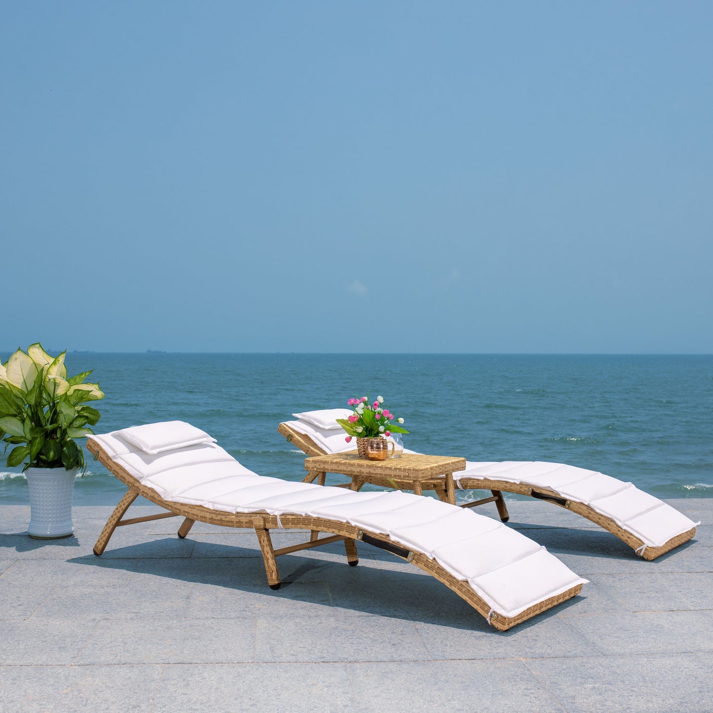 Ensemble de chaises longues de jardin 3 pièces SAFAVIEH Outdoor Blaguna - 83Lxlx24h (cm)