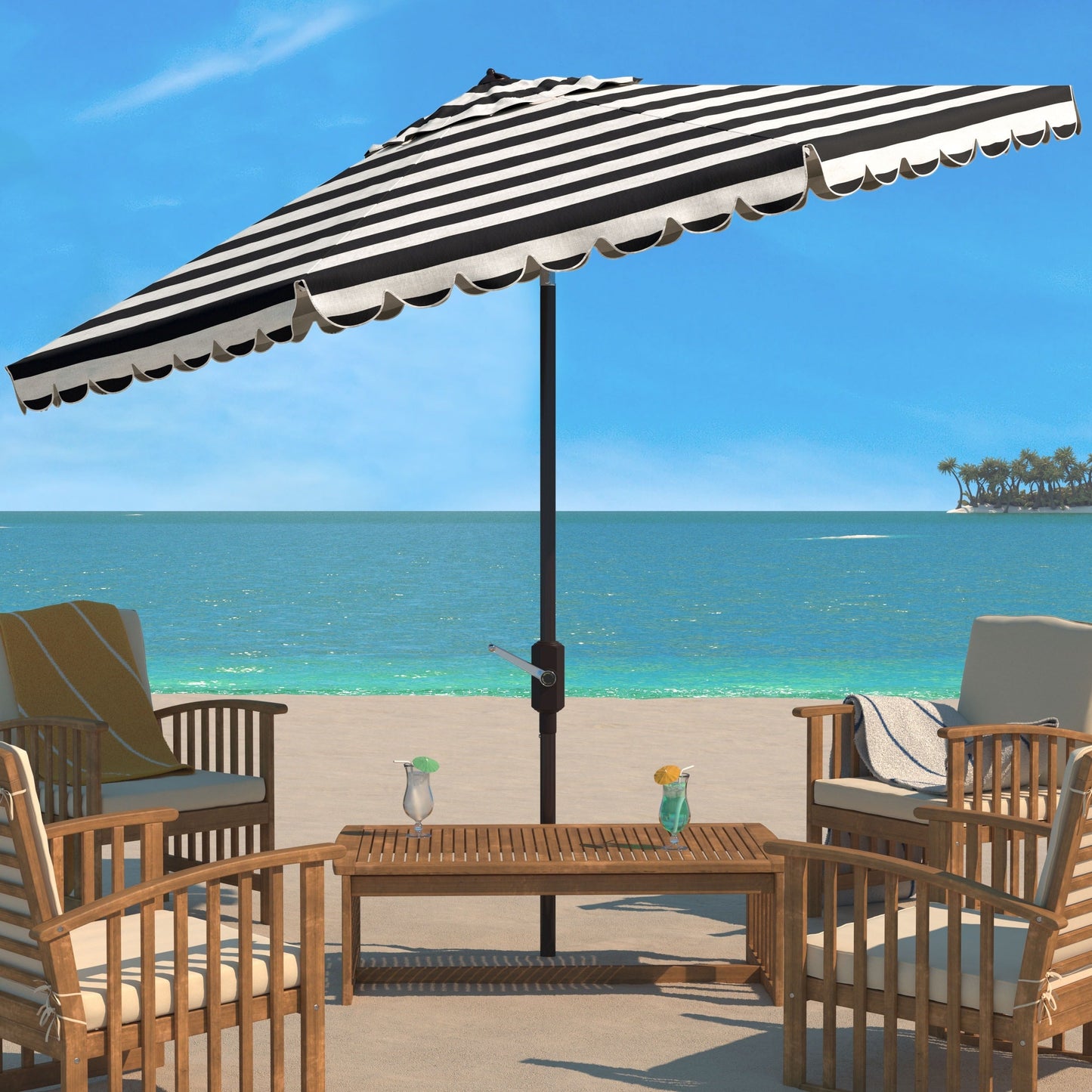 Parasol rond de jardin Jaylee de 3,35 m (11 pieds) de SAFAVIEH