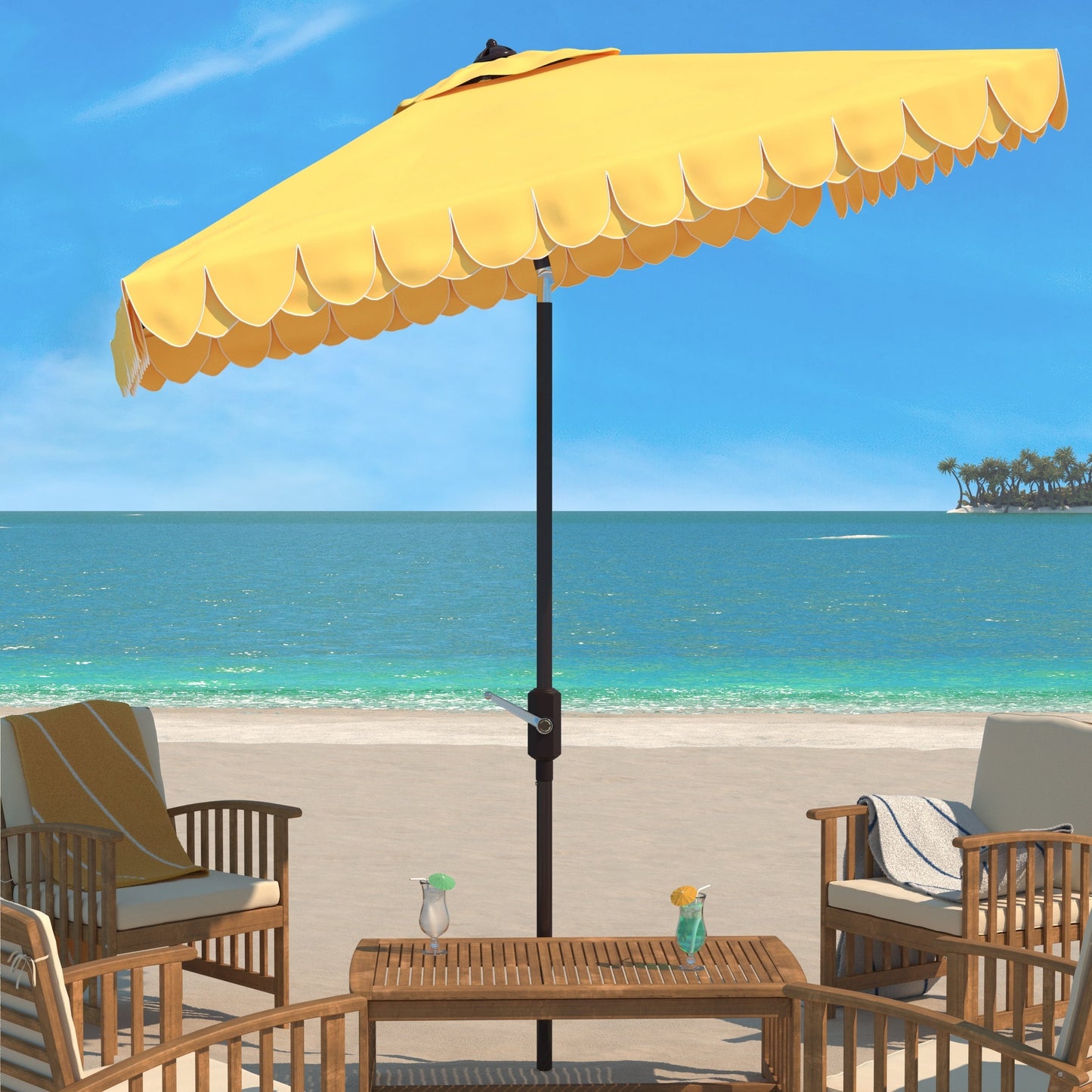 Parasol de jardin SAFAVIEH Kjerstin Valance 9 pieds à double toit
