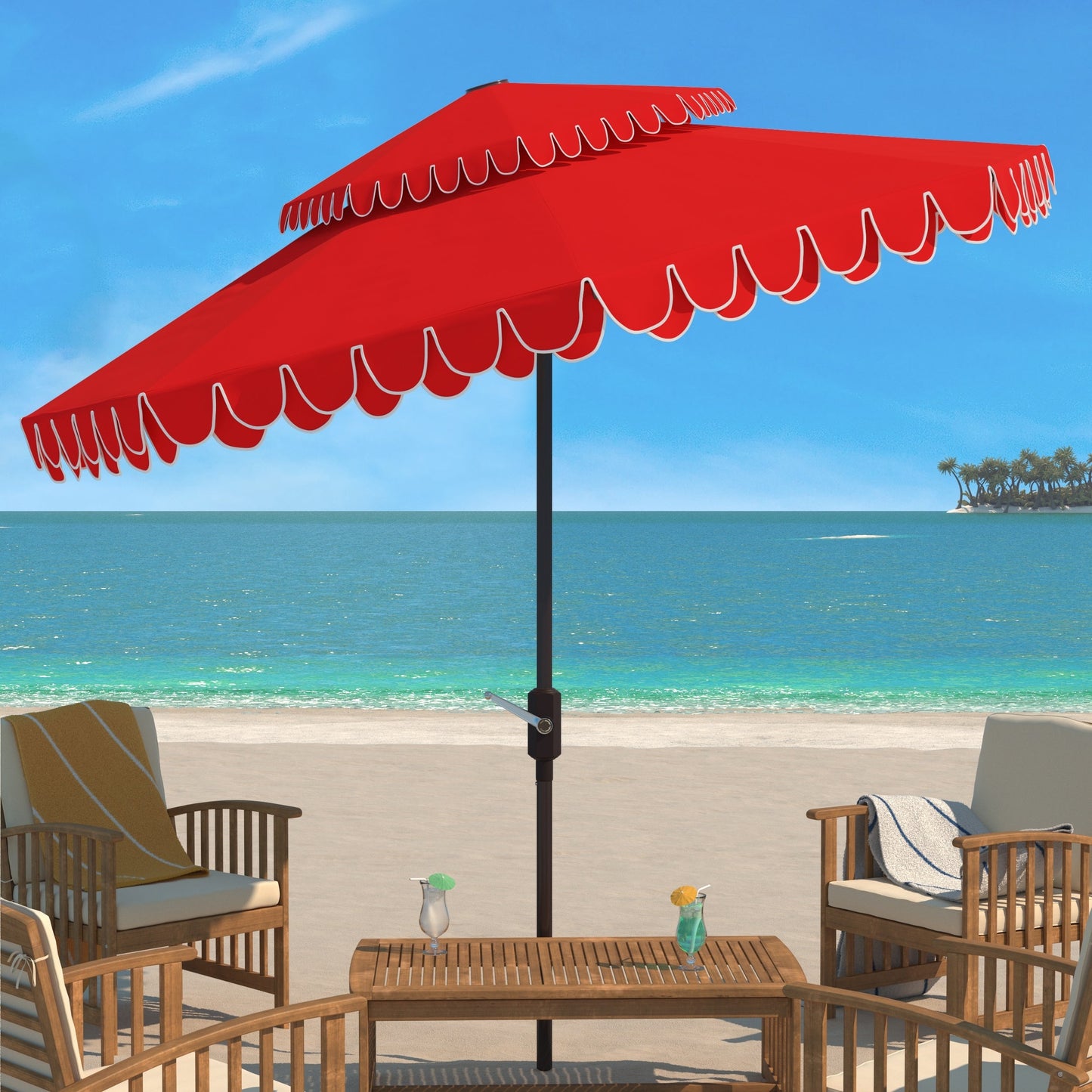Parasol de jardin SAFAVIEH Kjerstin Valance 9 pieds à double toit