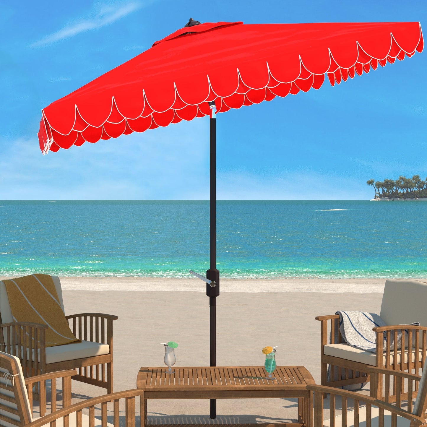 Parasol carré de 7,5 pieds pour extérieur, modèle Naima Valance de SAFAVIEH
