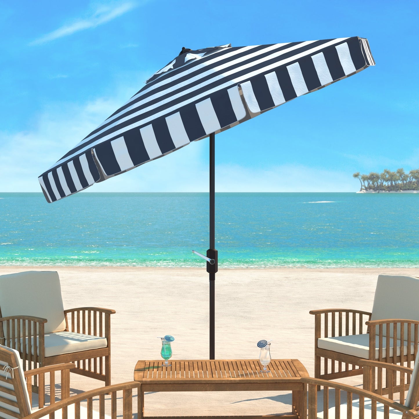 Parasol rond de 3,35 m (11 pieds) pour extérieur de la ligne Sidse Fashion de SAFAVIEH