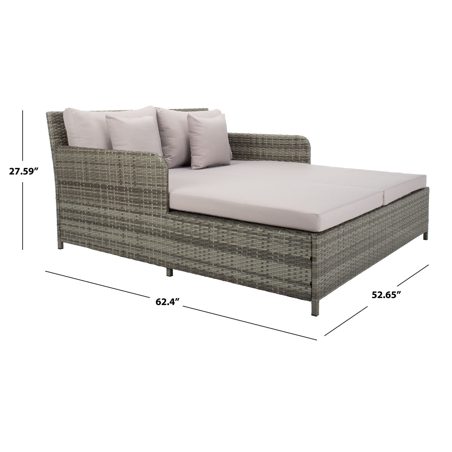 SAFAVIEH Fauteuil de jardin en osier Taniyah avec coussins - 135L x 71P x 157H (cm)