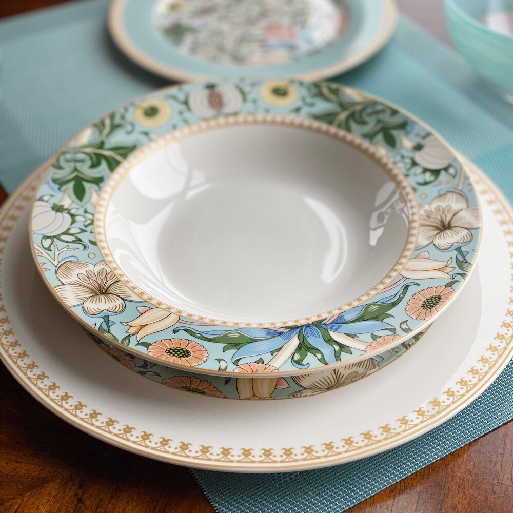 Service de table en porcelaine fine Morris Garden de STP Goods, lot de 24 pièces pour 6 personnes