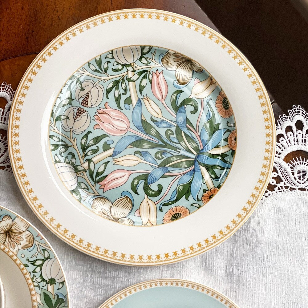 Service de table en porcelaine fine Morris Garden de STP Goods, lot de 24 pièces pour 6 personnes
