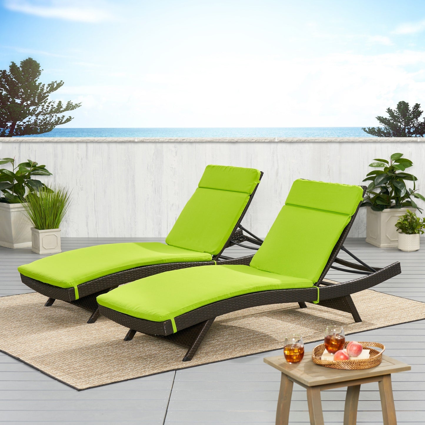 Ensemble de coussins d'extérieur Salem pour chaise longue - Coussins uniquement (lot de 2) par Christopher Knight Home - 79,25L x 27,50l x 1,50h