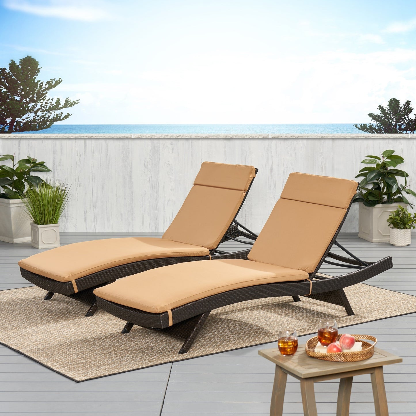 Ensemble de coussins d'extérieur Salem pour chaise longue - Coussins uniquement (lot de 2) par Christopher Knight Home - 79,25L x 27,50l x 1,50h