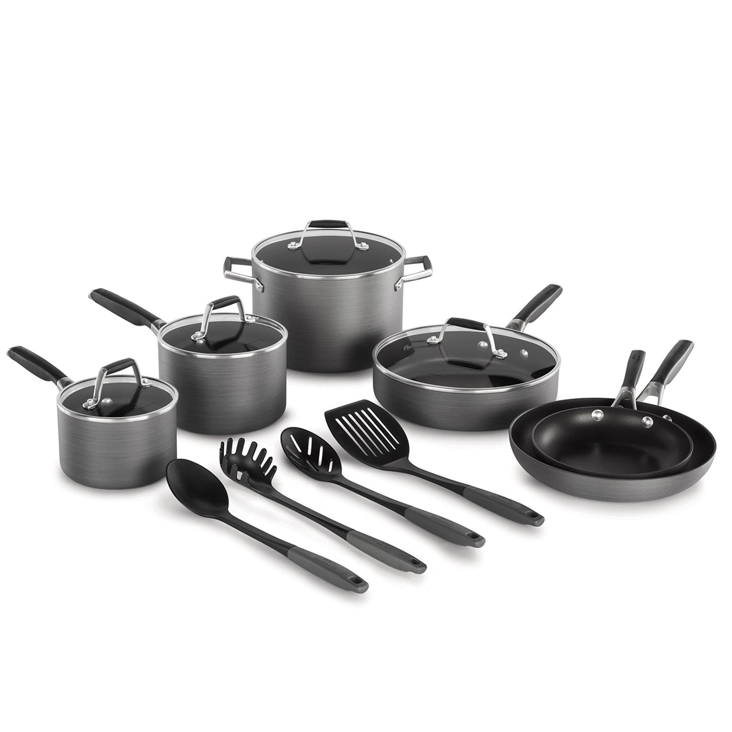 Select by Calphalon, ensemble de 14 pièces en acier anodisé dur antiadhésif.