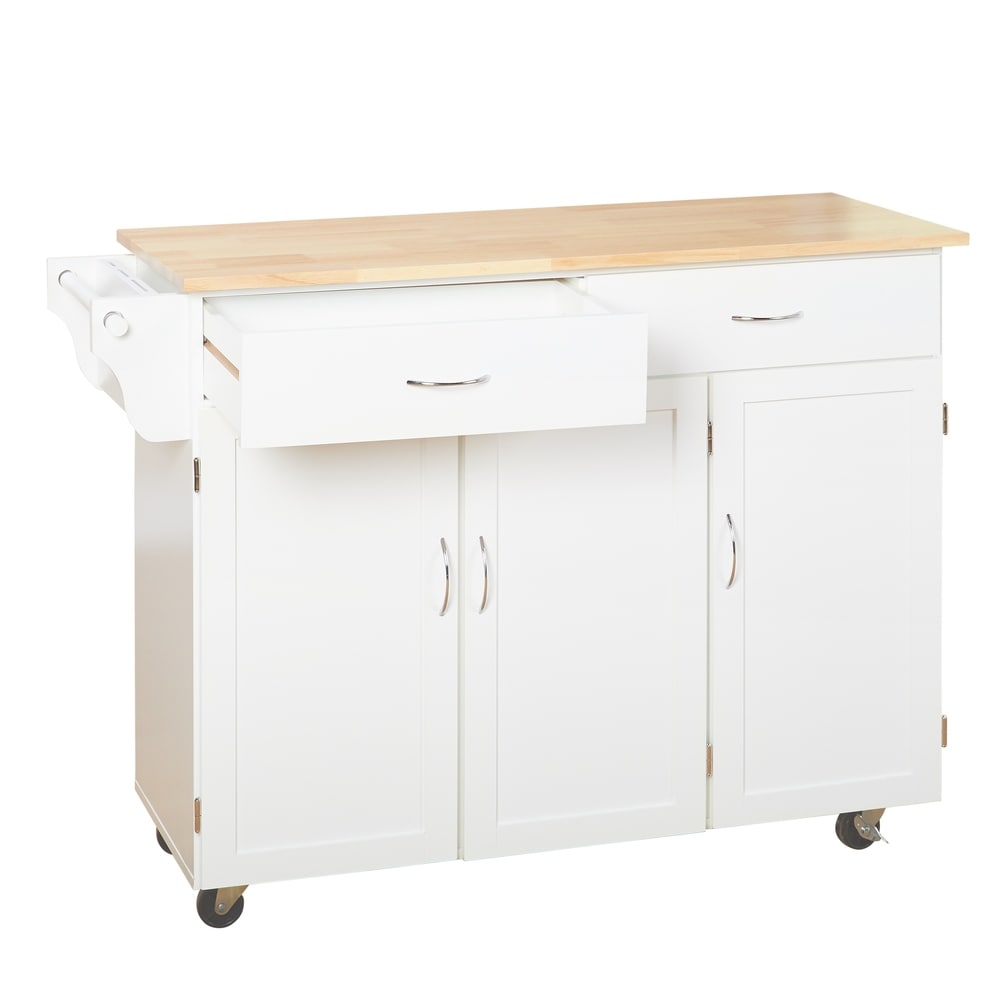 Chariot de cuisine Addie de Simple Living avec plateau en bois