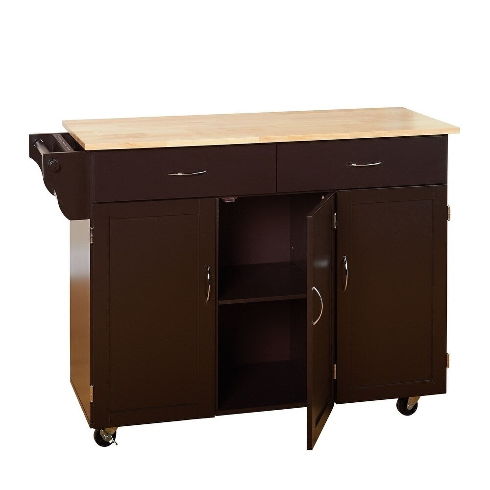 Chariot de cuisine Addie de Simple Living avec plateau en bois
