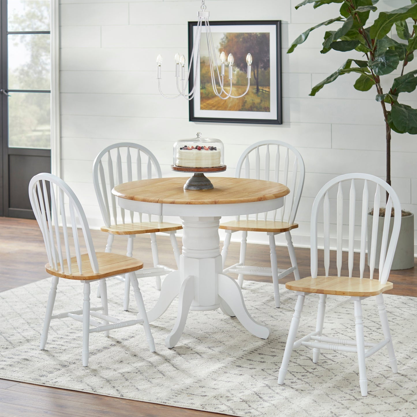 Ensemble de salle à manger Simple Living Carolina 5 pièces en bois massif de style farmhouse avec rallonge