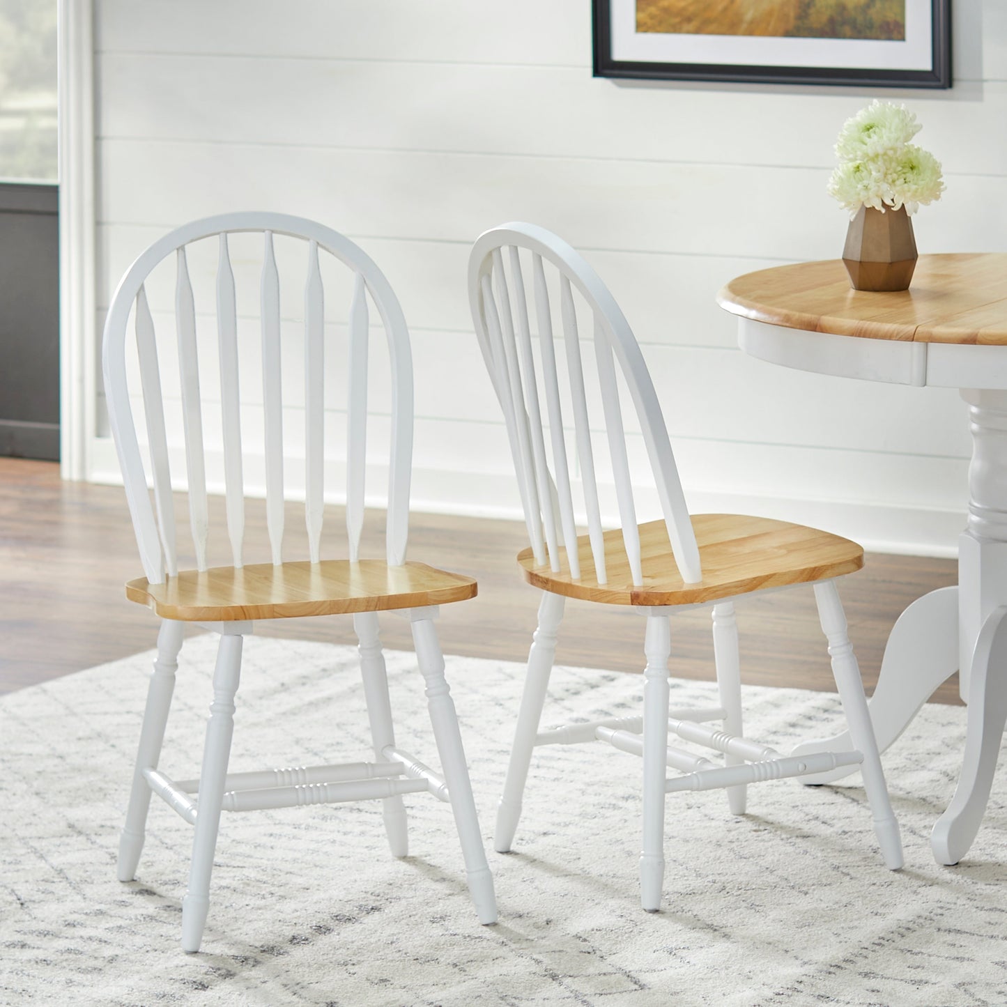 Ensemble de salle à manger Simple Living Carolina 5 pièces en bois massif de style farmhouse avec rallonge