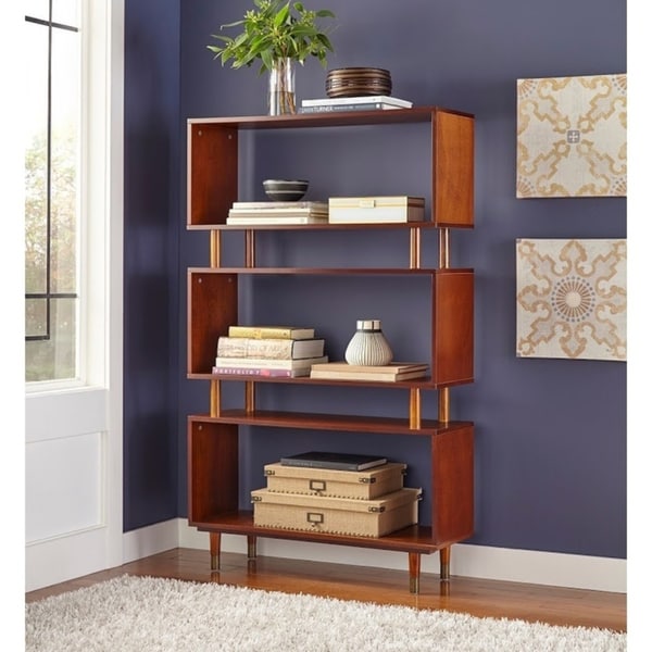 Étagère à livres 3 niveaux Simple Living Margo, style moderne du milieu du siècle - 151,1 cm (H) x 91,4 cm (L) x 30 cm (P)