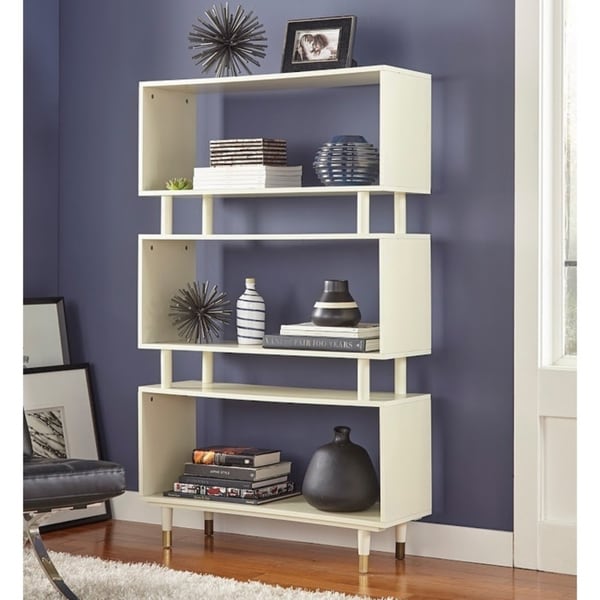 Étagère à livres 3 niveaux Simple Living Margo, style moderne du milieu du siècle - 151,1 cm (H) x 91,4 cm (L) x 30 cm (P)