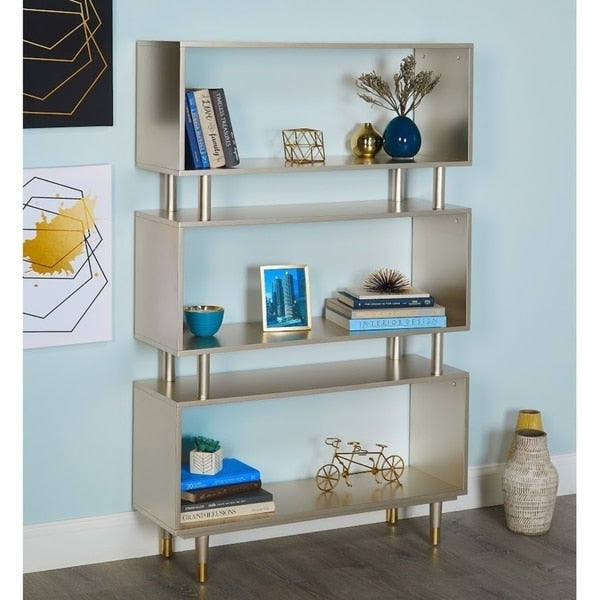 Étagère à livres 3 niveaux Simple Living Margo, style moderne du milieu du siècle - 151,1 cm (H) x 91,4 cm (L) x 30 cm (P)