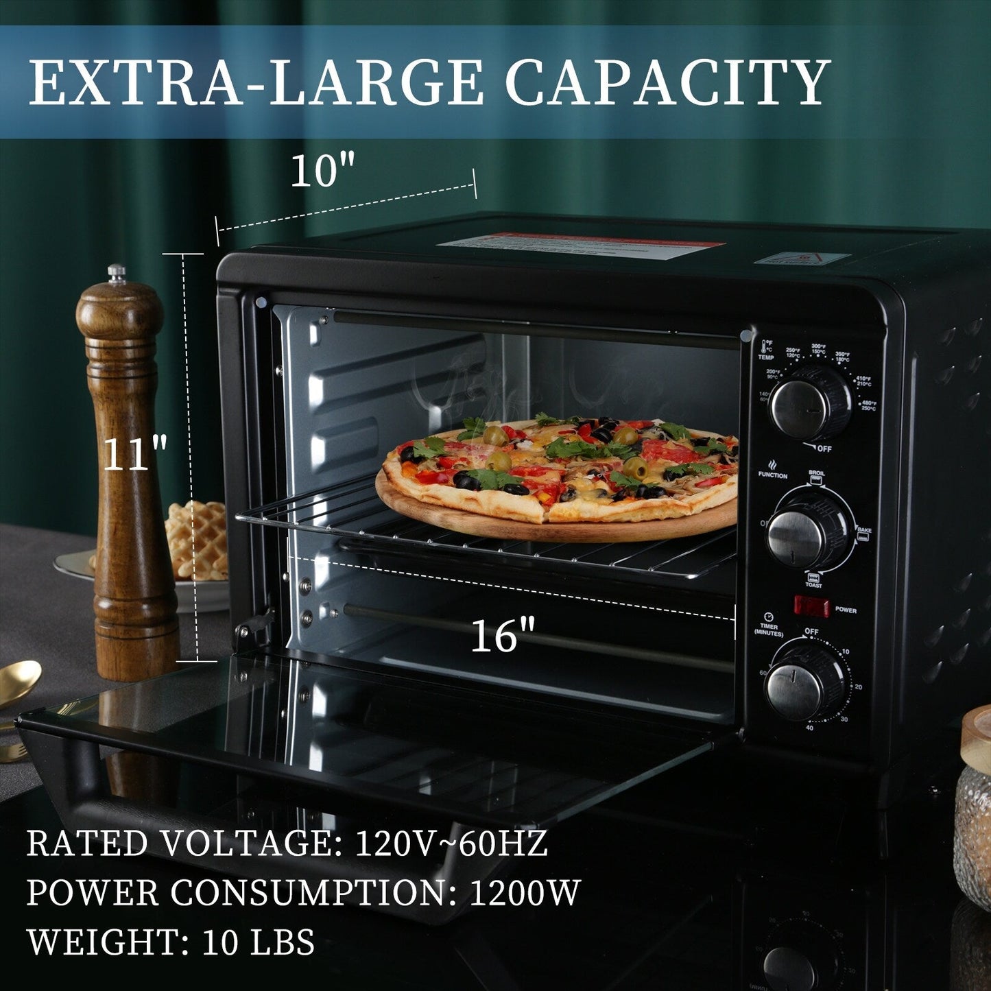 Four à griller simple avec capacité de 20 litres, four à griller compact pour comptoir, facile à contrôler avec minuterie et réglages pour griller, cuire et faire des toasts.