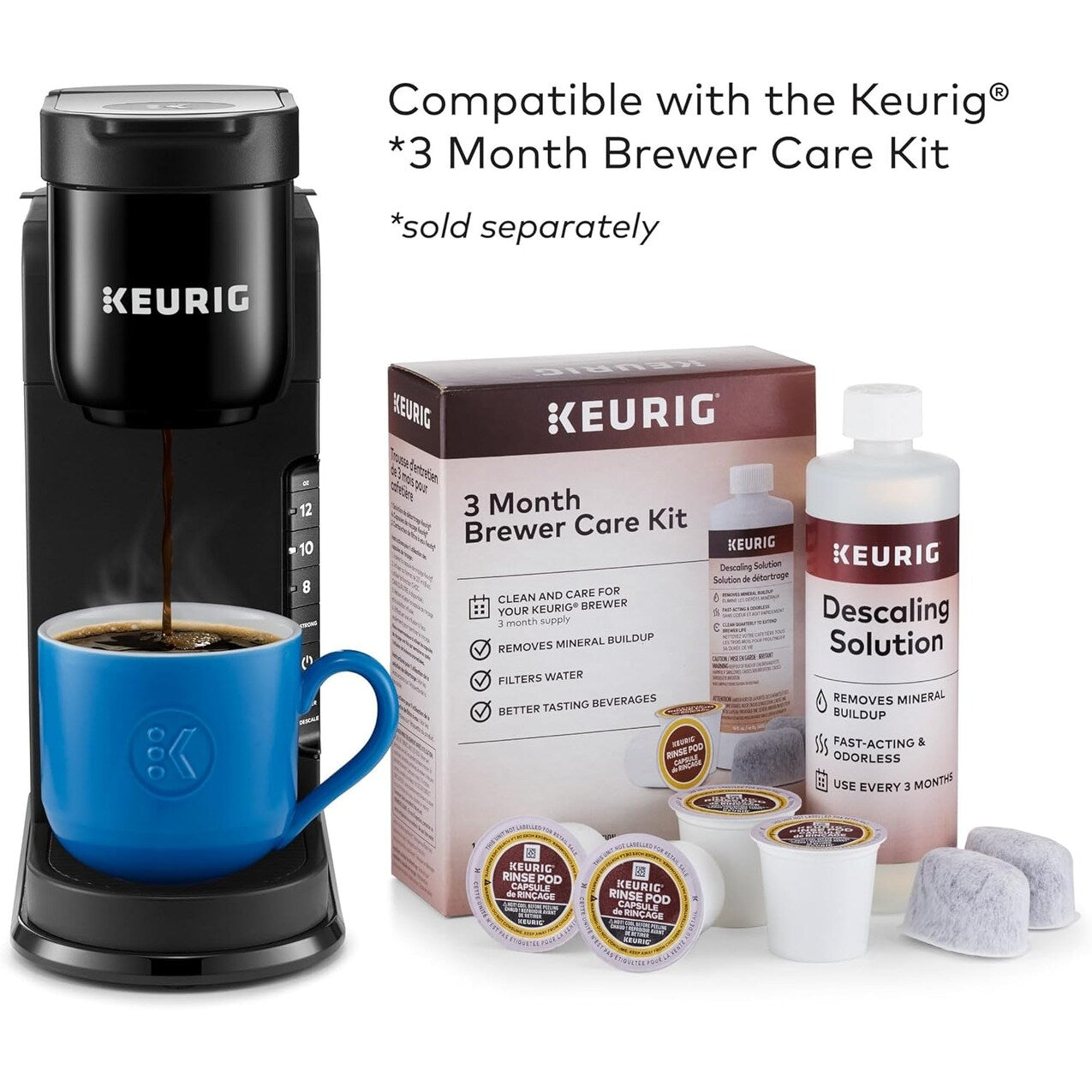 Machine à café à dosettes K-Cup, 3 tailles de tasse, café fort, réservoir de 42 oz, noir